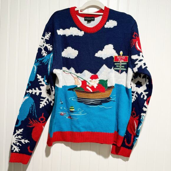 Blizzard Bay Other - Blizzard Bay Santa Fishing Christmas Sweater Mens Large Ugly Christmas Sweater